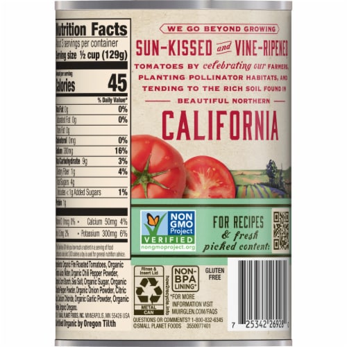 Muir Glen™ Organic Fire Roasted With Chipotle Peppers Petite Diced Tomatoes Perspective: right
