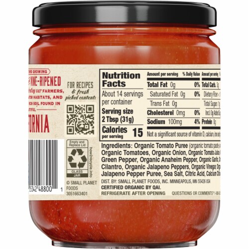 Muir Glen™ Organic Garlic Cilantro Salsa Perspective: right