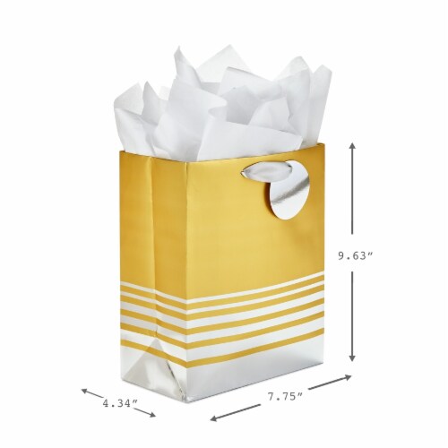 Medium Gift Bag #60: Hallmark Medium Gift Bag with Tissue Paper Silver and Gold Foil Perspective: right
