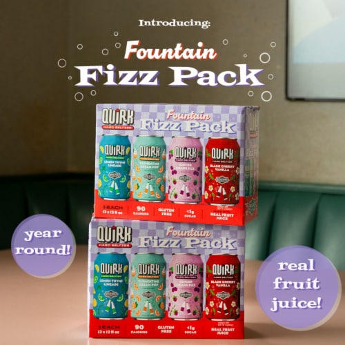 Quirk Fountain Fizz Hard Seltzer Variety 12pk Cans Perspective: right