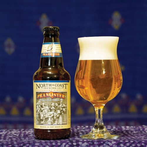 North Coast Brewing Co. PranQster Belgian Style Golden Ale Craft Beer Perspective: right