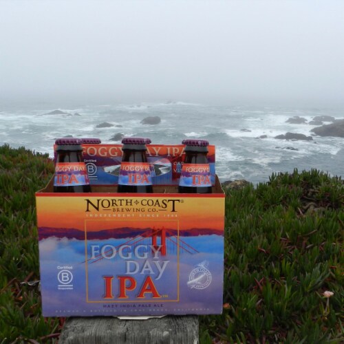 North Coast Brewing Co. Foggy Day Hazy IPA Craft Beer Perspective: right