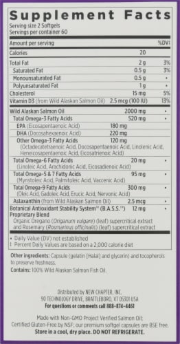 New Chapter Whole Mega Whole Fish Oil 1000mg Softgels Perspective: right