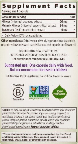 New Chapter Ginger Force Dietary Supplement Vegetarian Capsules Perspective: right