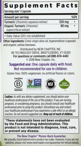 New Chapter Organics Turmeric Force Vegetarian Capsules Perspective: right