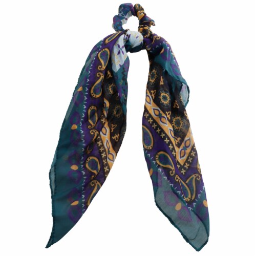 Blue Print Scrunchie & Scarf Set Perspective: right