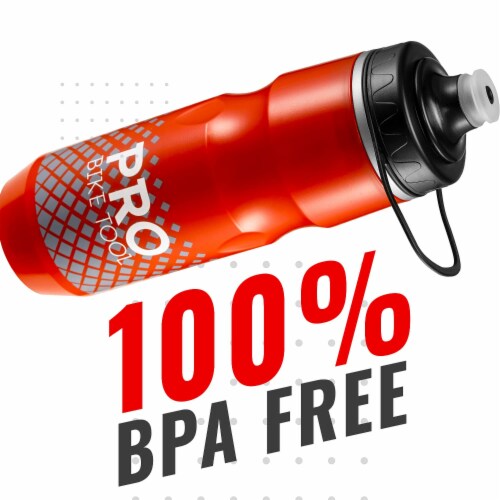 PRO BIKE TOOL 24oz (680ml) RED Insulated Bike Water Bottle - Easy Squeeze Sports Bottle Perspective: right