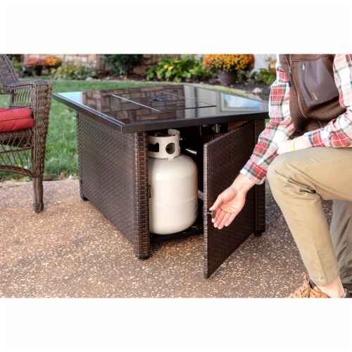 Endless Summer 40,000 BTU Rectangular LP Gas Outdoor Fire Pit Table, Brown/Black Perspective: right