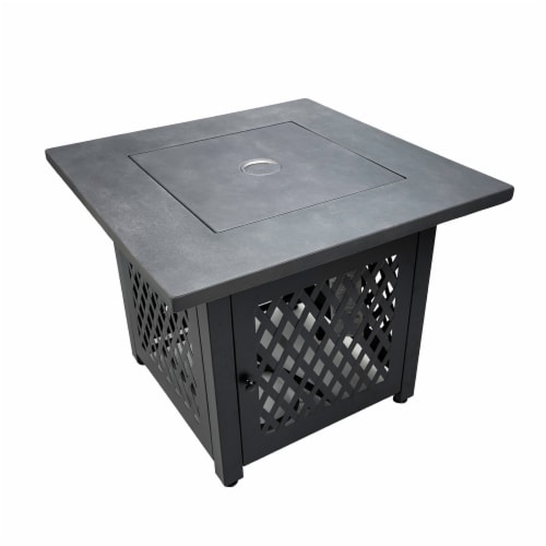 Endless Summer Charles 30 Inch Square Outdoor UV Printed LP Gas Fire Pit Table Perspective: right
