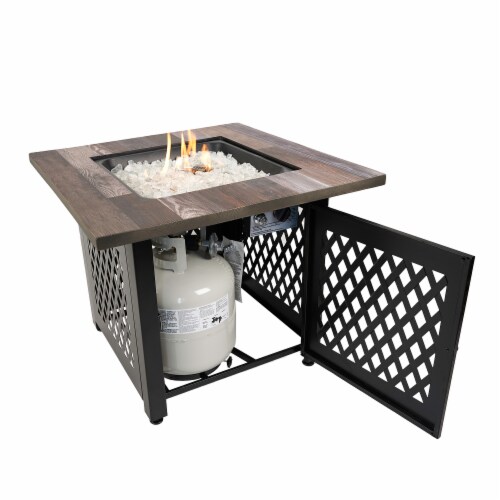 Endless Summer Nate 30 Inch Square Outdoor UV Printed LP Gas Fire Pit Table Perspective: right