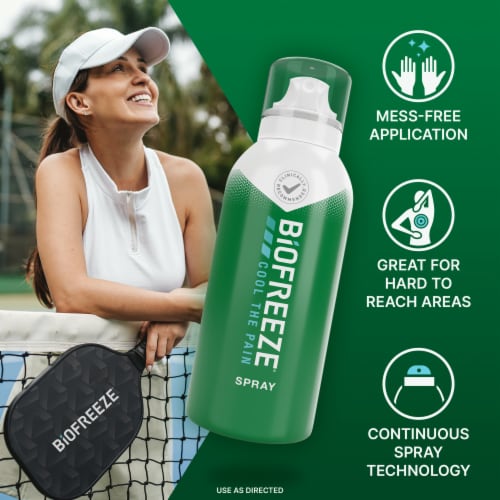 Biofreeze Menthol Back Knee Muscle Joint and Arthritis Pain Relief Spray Perspective: right