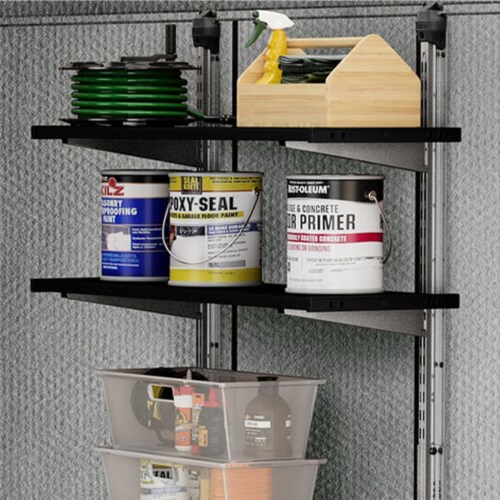 Keter 40 Inch All Weather Steel Reinforced Utility Storage Shed Shelf Kit, Black Perspective: right