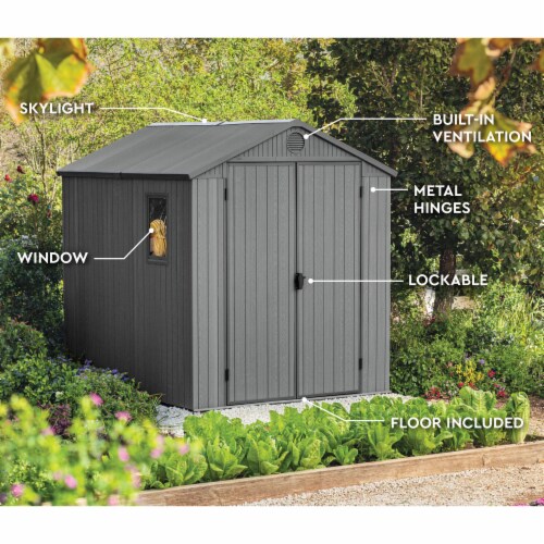 Keter Darwin 6 x 8 Foot Outdoor Shed for Garden Accessories and Tools ...