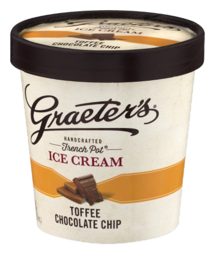 Graeter's® French Pot® Toffee Chocolate Chip Ice Cream Pint Perspective: right
