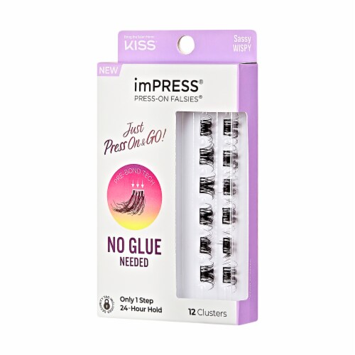 KISS imPRESS Lash Clusters, imPRESS Falsies, Sassy Wispy, 12mm-14mm, 12 Clusters Perspective: right