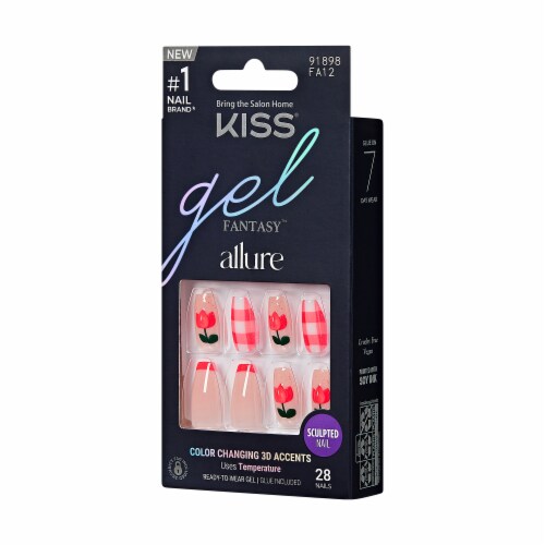 KISS Gel Fantasy, Press-On Nails, All Yours, Pink, Med Coffin, 28 ct Perspective: right