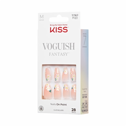 KISS Voguish Fantasy, Press-On Nails, 4 Wheel Drive, Beige, Med Coffin, 28 ct Perspective: right