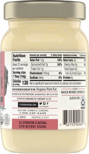 EPIC™ Organic Rendered Pork Fat Perspective: right