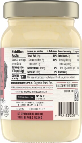 EPIC™ Organic Rendered Pork Fat Perspective: right