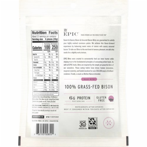 EPIC Bison Bacon Protein Bites Perspective: right