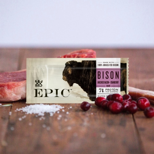 EPIC Paleo Friendly Bison Bacon Cranberry Protein Bars Healthy Snack Bars Perspective: right