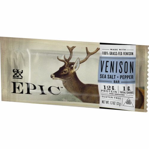 EPIC Pepper Grass Fed Venison Sea Salt Nutrition Bars Perspective: right