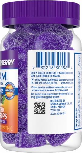 Zicam Elderberry Cold Remedy Medicated Fruit Drops Perspective: right