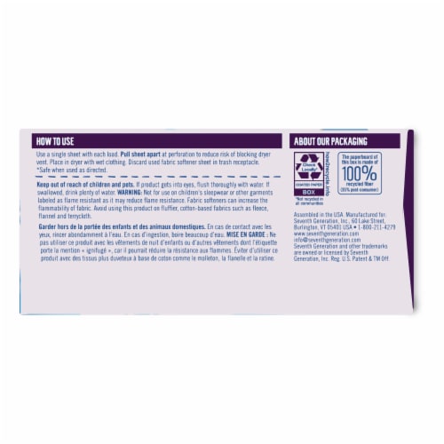 Seventh Generation Fresh Lavender Scent Dryer Sheets Perspective: right