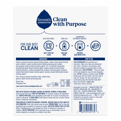 Seventh Generation Free & Clear Dishwasher Detergent Packs Perspective: right
