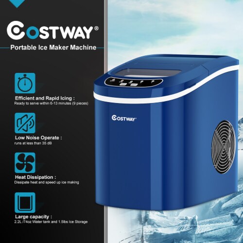 Costway Portable Compact Electric Ice Maker Machine Mini Cube 26lb/Day ABS Navy Perspective: right