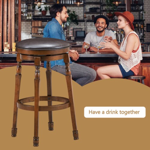 Costway Set of 4 29'' Swivel Bar Stool Leather Padded Dining Kitchen Pub Chair Backless Perspective: right