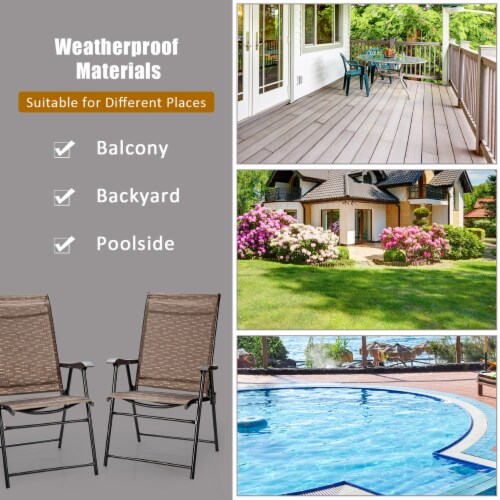 Costway 4PCS Outdoor Patio Folding Chair Camping Portable Lawn Garden W/Armrest Perspective: right
