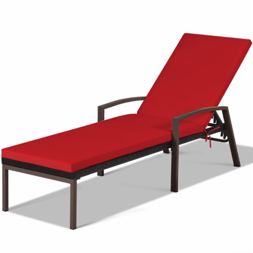 Costway Patio Rattan Lounge Chair Chaise Recliner Back Adjustable