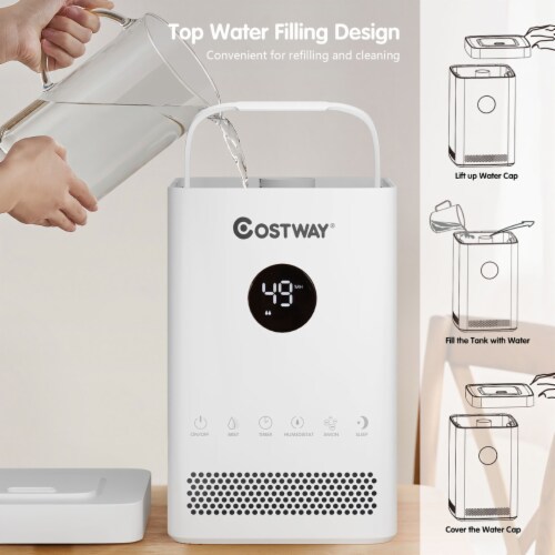 3.5L Quiet Top Fill Air Humidifier w/ 3-Level Mist Timer Sleep Mode for Bedroom Perspective: right