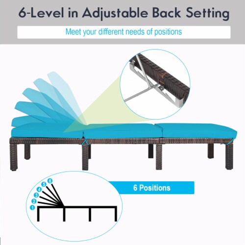 Costway Outdoor Rattan Lounge Chair Chaise Recliner Adjustable