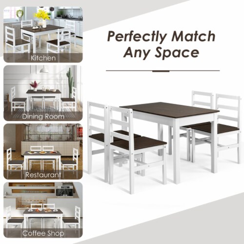 Costway 5pcs Dining Set Solid Wood Compact Kitchen Table & 4 Chairs