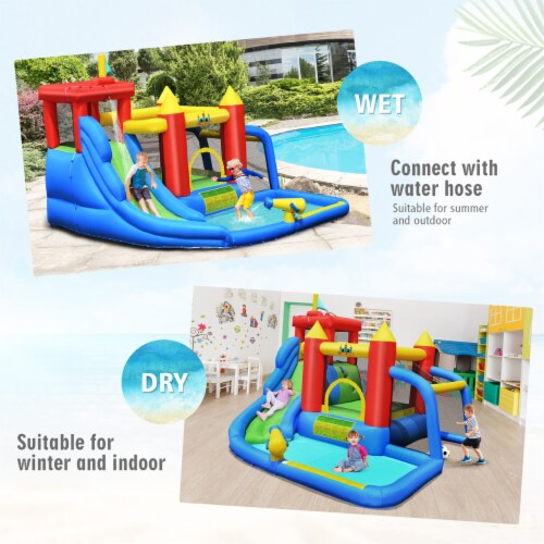 Costway Inflatable Bouncer Water Climb Slide Bounce House Splash Pool w/ Blower Perspective: right