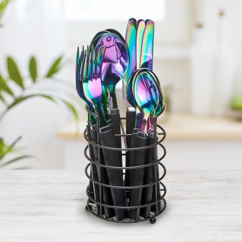 Hampton Forge Tomodachi Flatware Set - Rainbow Titanium Perspective: right
