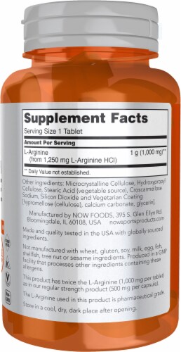 NOW® Sports Double Strength L-Arginine Tablets 1000mg Perspective: right