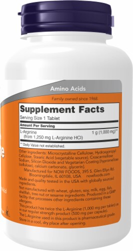 NOW® L-Arginine Double Strength Tablets 1000mg Perspective: right