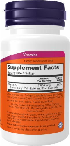 NOW® Vitamin A Softgels 25000 IU Perspective: right
