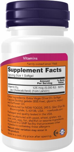 Now High Potency Vitamin D3 5000 Iu Softgels Perspective: right