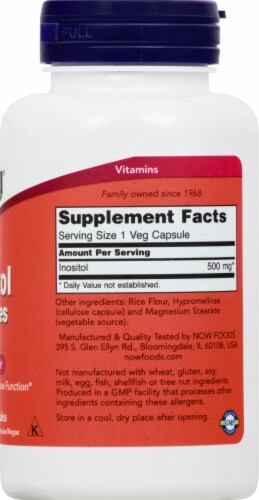 NOW Foods Inositol Capsules 500mg Perspective: right