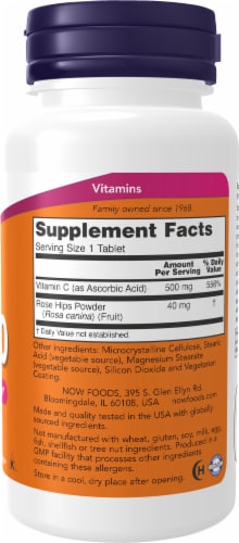 NOW® C-500 with Rose Hips Tablets Perspective: right