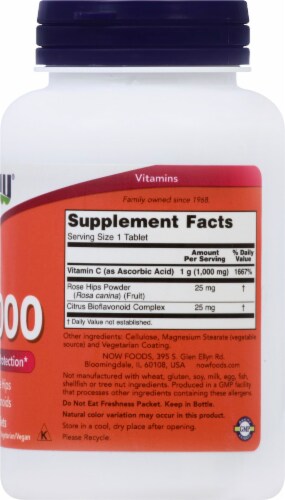 NOW Foods C-1000 with Rose Hips & Bioflavonoids Tablets Perspective: right