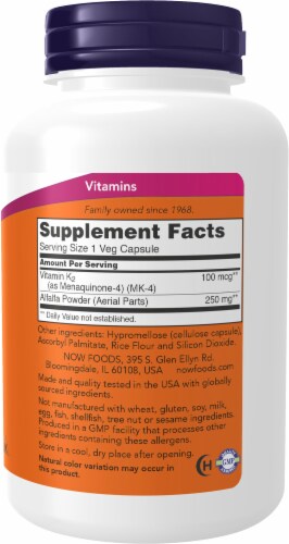 NOW Foods Vitamin K-2 Veg 1000 mcg Capsules Perspective: right