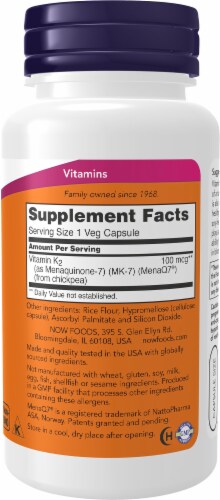 NOW® Foods MK-7 Vitamin K2 Veg Capsules 100 mcg Perspective: right