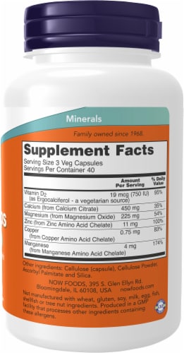 NOW® Calcium Citrate Dietary Supplement Veg Capsules Perspective: right