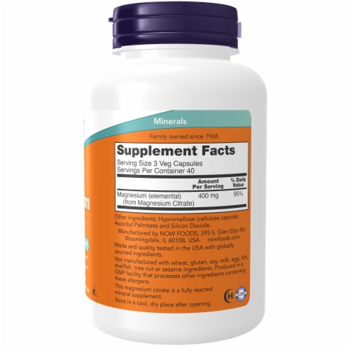 Now® Health Magnesium Citrate Capsules Perspective: right