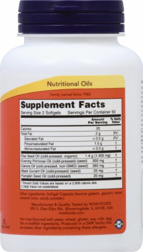 NOW Foods Omega 3-6-9 1000mg Softgels Perspective: right